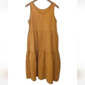 Eileen Fisher Delave Tiered Dress Washed Organic Linen